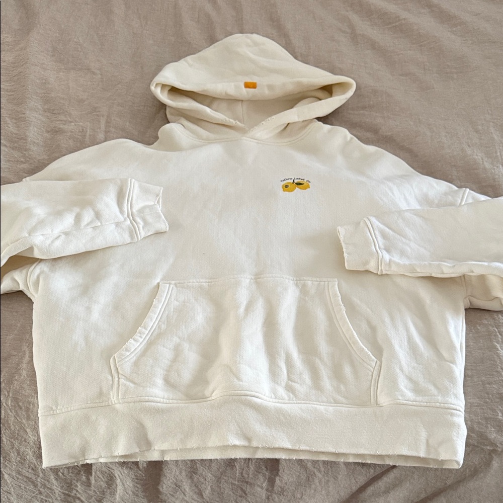 Yellow label Cream Hoodie with logo